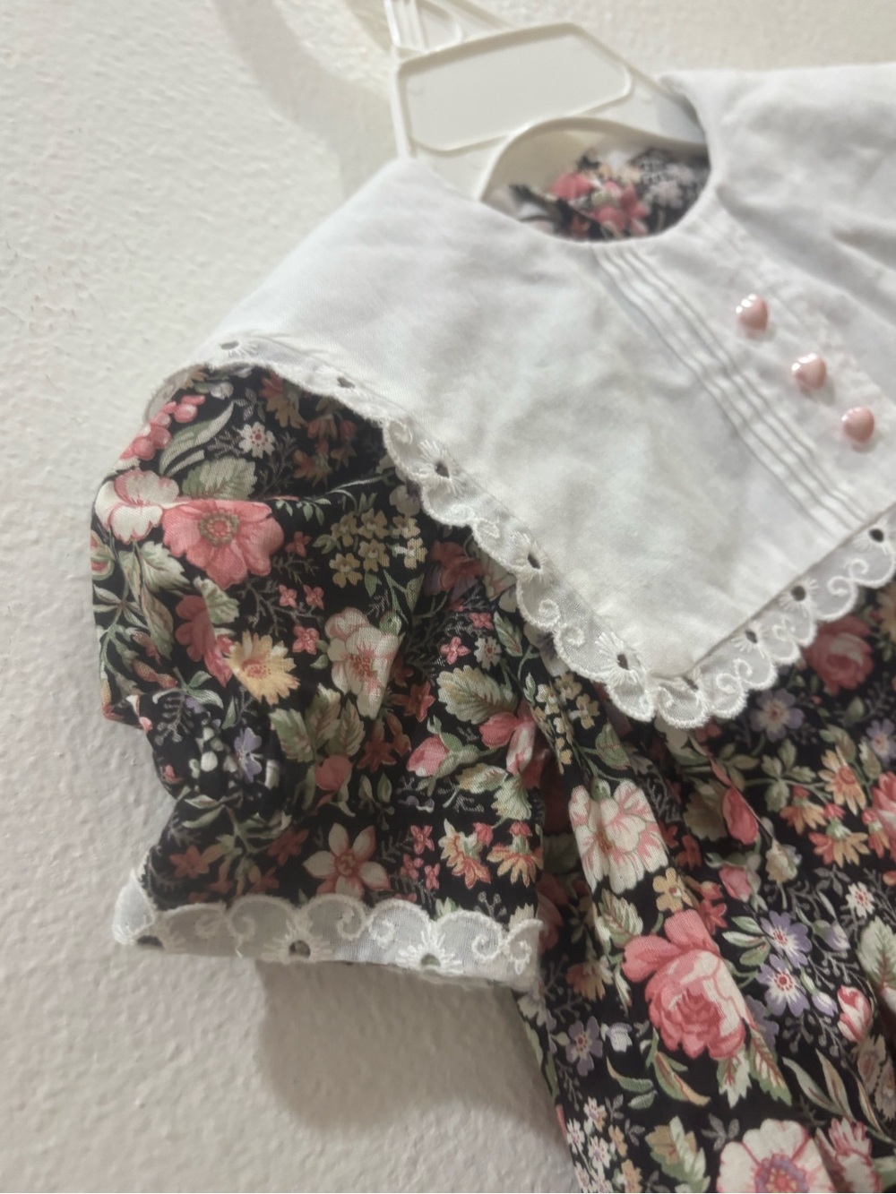 Handmade Vintage Floral Prairie Dress Cottagecore Peter Pan Collar 12-18 month - Picture 2 of 7